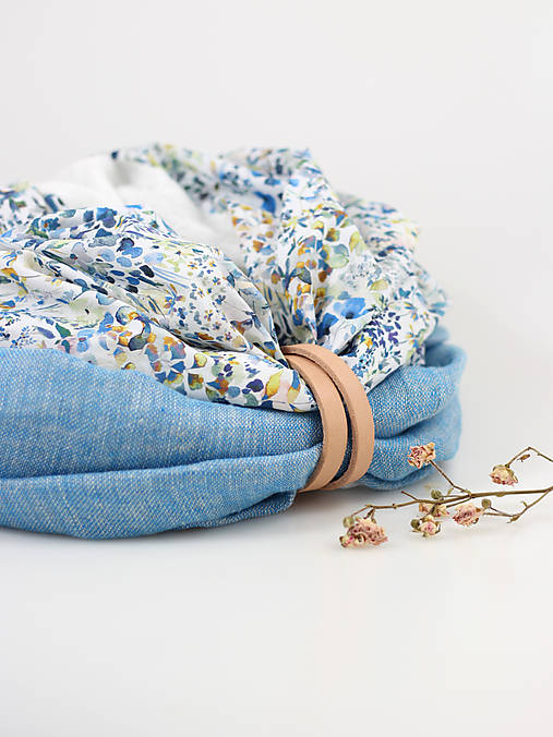 Kvetinový exkluzívny veľký nákrčník z ľanu a bavlny