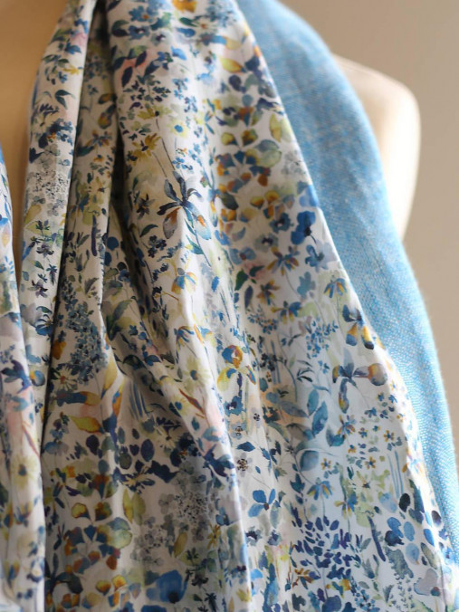 Kvetinový exkluzívny veľký nákrčník z ľanu a bavlny