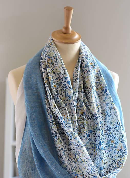 Kvetinový exkluzívny veľký nákrčník z ľanu a bavlny