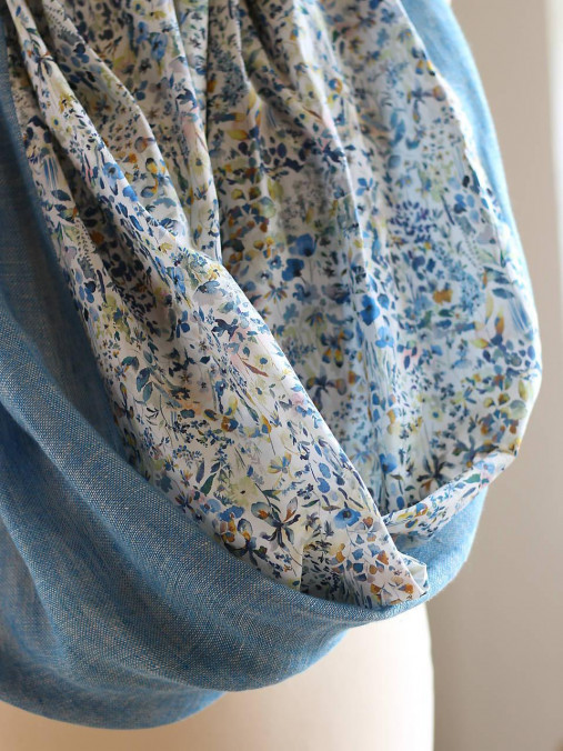 Kvetinový exkluzívny veľký nákrčník z ľanu a bavlny