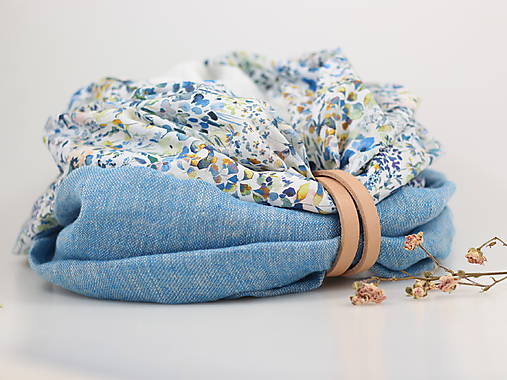 Kvetinový exkluzívny veľký nákrčník z ľanu a bavlny