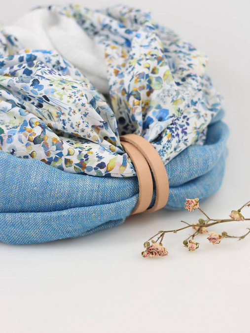 Kvetinový exkluzívny veľký nákrčník z ľanu a bavlny