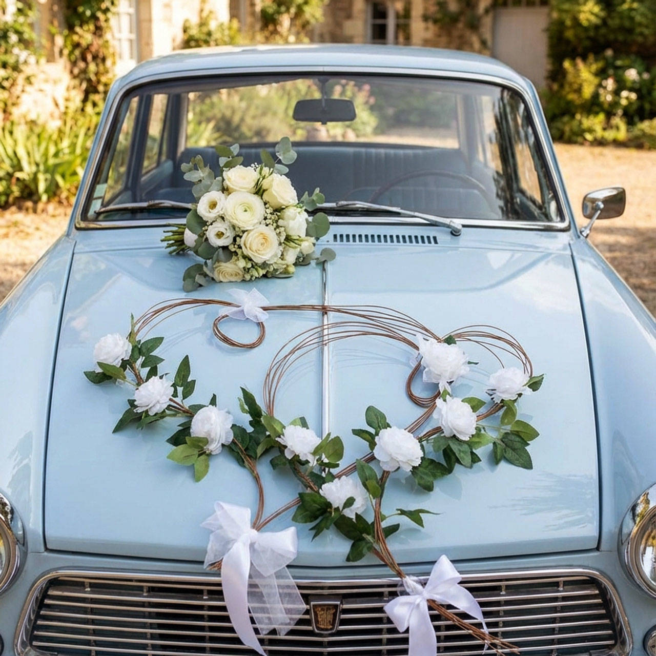 Srdcia na svadobné auto
