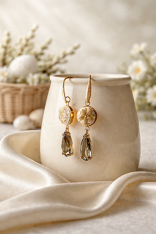 Náušnice - Nocturne in Gold - náušnice z modelovacej hmoty - 18256031_