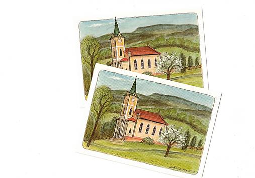 Papier - Pohľadnica "Kostolík " - 18257083_