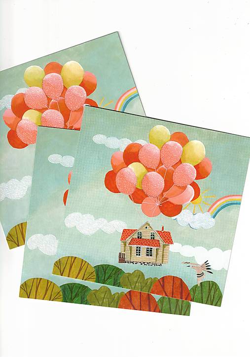 Papier - Pohľadnica "na balónoch" - 18257341_