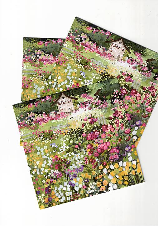 Papier - Pohľadnica "v rozkvitnutom záhone" - 18257451_