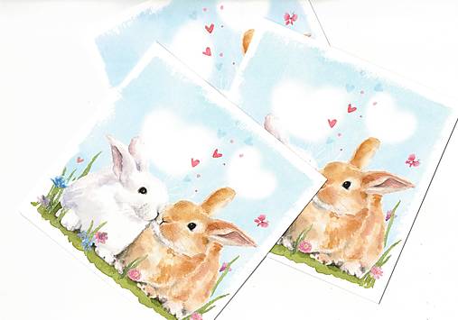 Papier - Pohľadnica "zajúchovia" - 18257458_