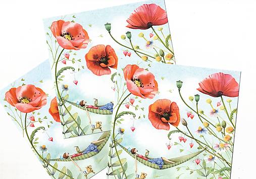 Papier - Pohľadnica "relax medzi makmi" - 18257471_