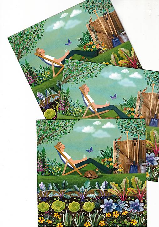 Papier - Pohľadnica "oddych záhradníka" - 18257478_