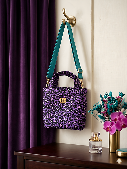Kabelka  L I N A - fialový leopard