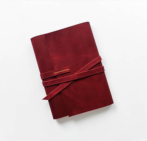 Papiernictvo - A5 Vymeniteľný kožený zápisník  malinovočervený - 18260046_