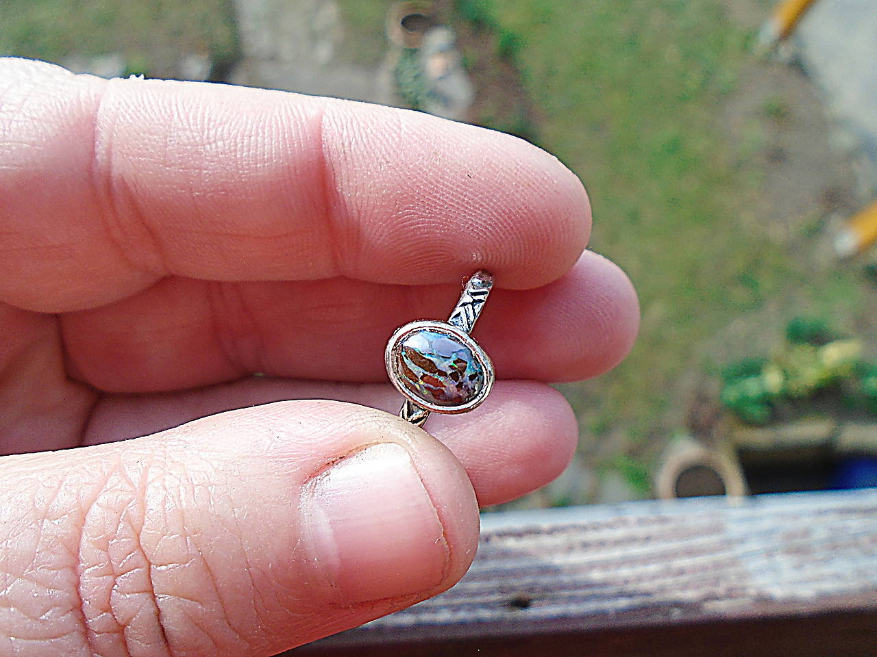 Strieborny prsteň Ag 925 Boulder opál