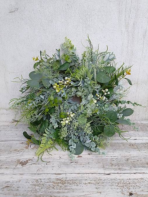 Dekorácie - Veniec dekoračný, eucalyptus, greenery, zelený mix - 18259818_