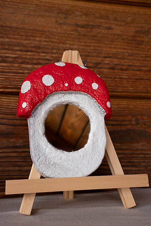 Malé zrkadlo „Lesná huba“ | ručne vyrobené z papier-mâché