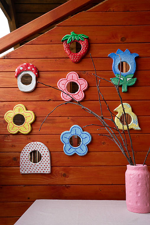 Malé zrkadlo „Lesná huba“ | ručne vyrobené z papier-mâché