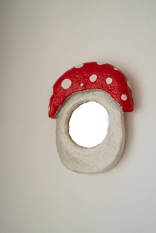 Malé zrkadlo „Lesná huba“ | ručne vyrobené z papier-mâché