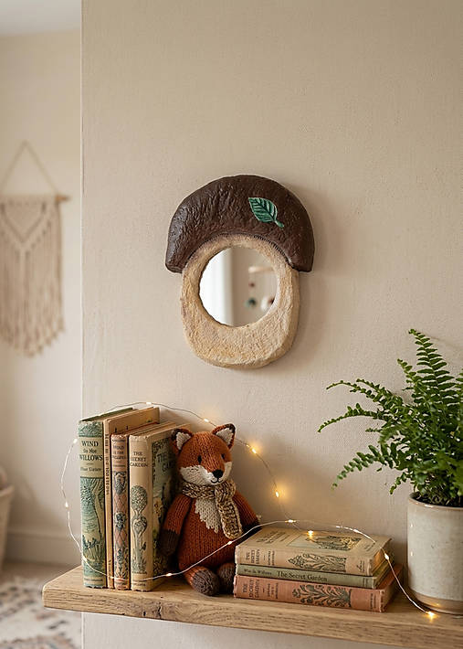 Malé zrkadlo „Lesný pokoj“ | ručne vyrobené z papier-mâché