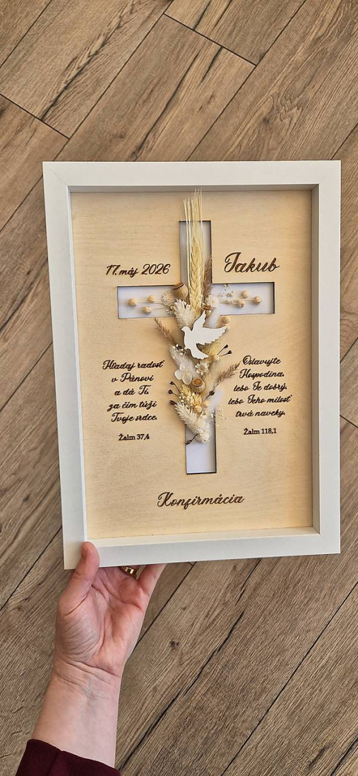 Dekorácie - Krížik ako pamiatka k sviatostiam (Konfirmácia) - 18261264_