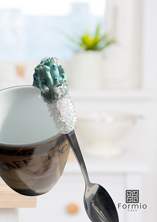 Originálny darček pre kamarátku -  2 kávové lyžičky Tyrkysový dotyk priateľstva