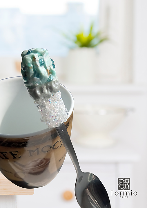 Originálny darček pre kamarátku -  2 kávové lyžičky Tyrkysový dotyk priateľstva