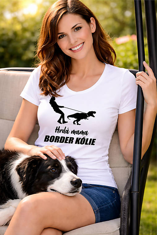 Topy, tričká, tielka - Hrdá mama border kólie - 18263076_