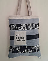 Nákupné tašky - Taška cez plece Art - Books - Coffee/ recycled denim - 18265287_