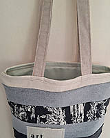 Nákupné tašky - Taška cez plece Art - Books - Coffee/ recycled denim - 18265289_
