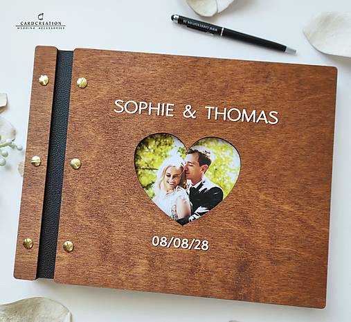 Svadobná kniha hostí s dreveným obalom SK044