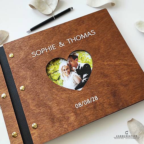 Svadobná kniha hostí s dreveným obalom SK044