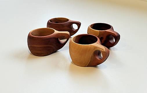 Drevené espresso šálky (orech / slivka) - „WaldMoment“