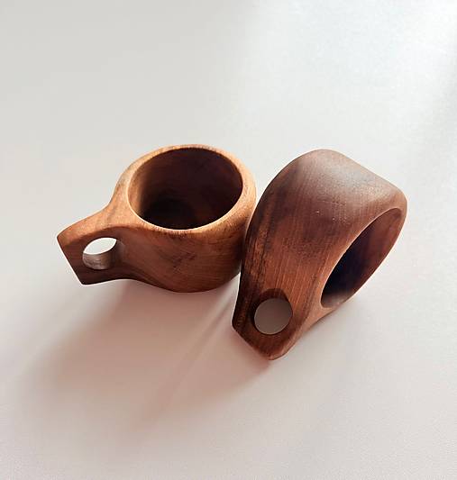 Drevené espresso šálky (orech / slivka) - „WaldMoment“