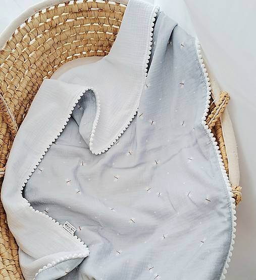 Detský textil - Letná tenká mušelínová deka - vážky - 18267570_