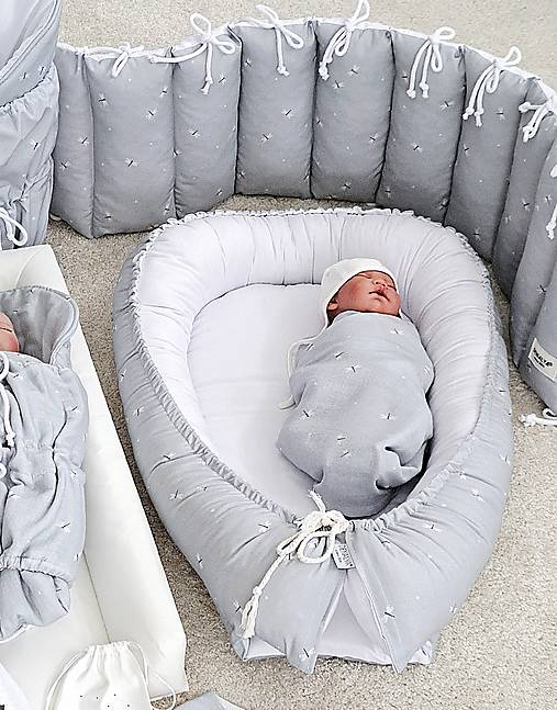 Detský textil - Hniezdo pre bábätko – vážky a biela  - 18267863_