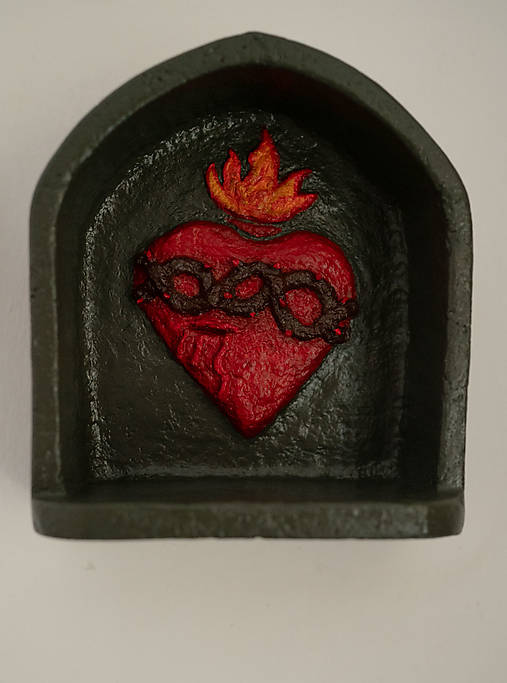 Polička na modlitbu – Najsvätejšie Srdce Ježišovo | ručne vyrobený mini oltár