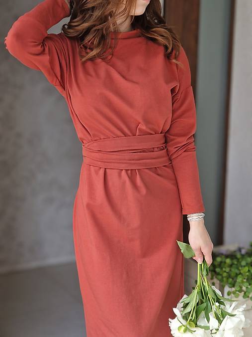 Šaty - Celia Rust – elegantné šaty v minimalistickom duchu - 18269813_