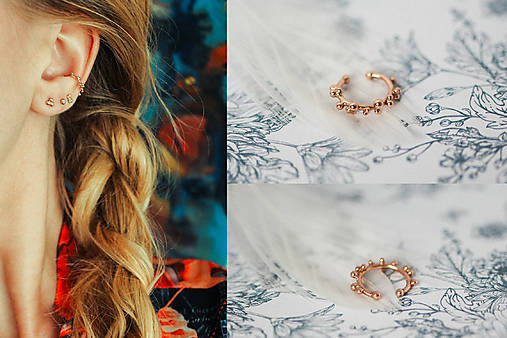 Zlatá ear cuff záušnica - Bokeh