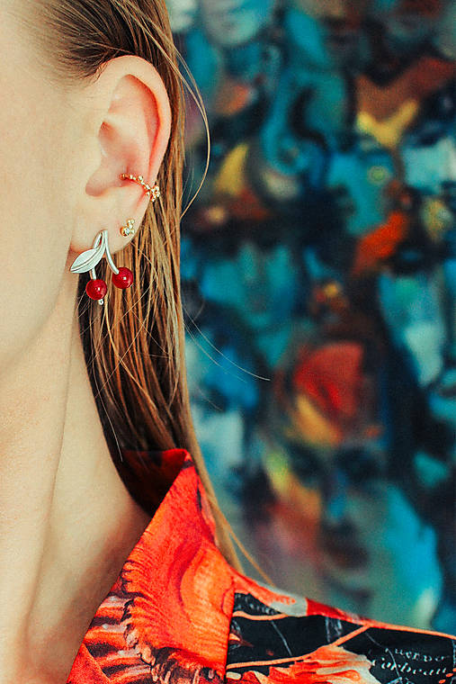 Zlatá ear cuff záušnica - Bokeh