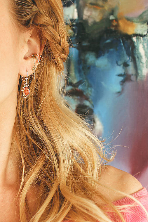 Zlatá ear cuff záušnica - Bokeh