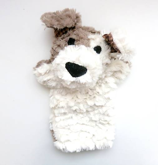 Maňuška psík chlpatý - Smotanovo sivohnedý s hnedými uškami