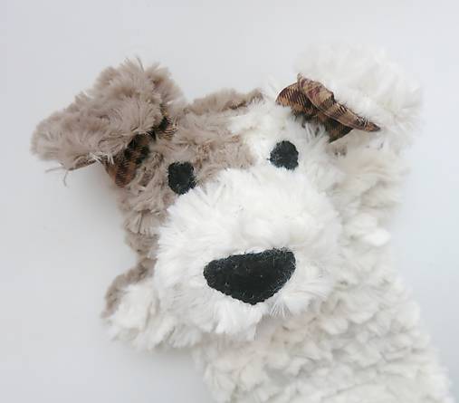 Maňuška psík chlpatý - Smotanovo sivohnedý s hnedými uškami