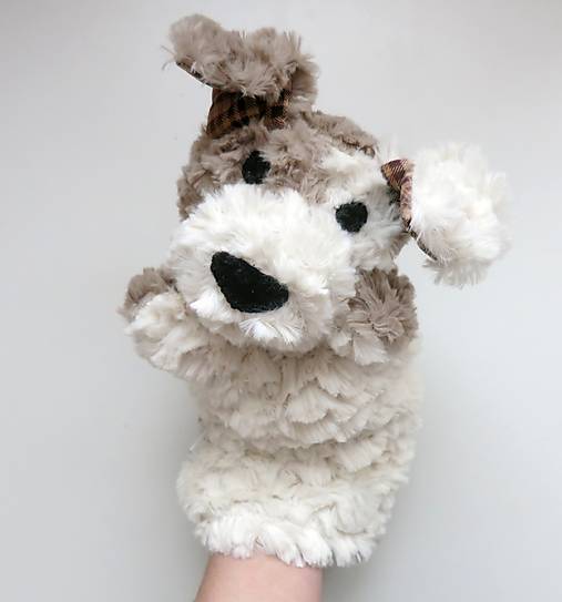 Maňuška psík chlpatý - Smotanovo sivohnedý s hnedými uškami