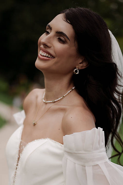 Perlový náhrdelník s minerálom prehnit – Line Cube