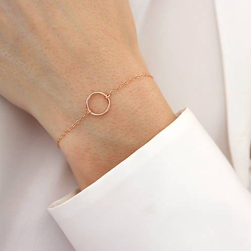 Náramky - KARMA | Náramok s krúžkom (rose gold filled) - 18274615_