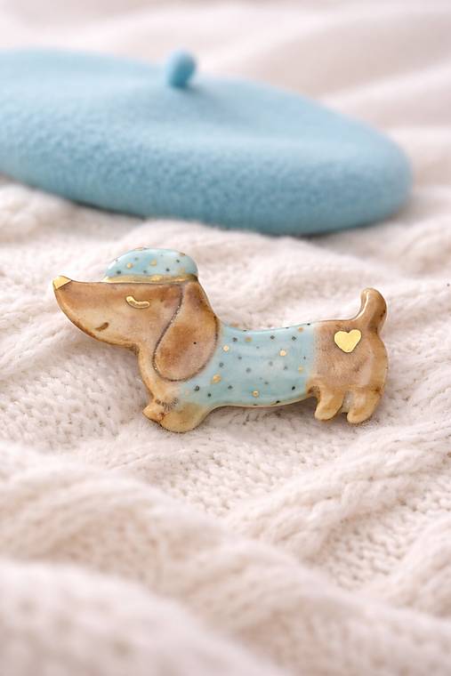 Brošne - Jazvečík Junior - porcelánová brošňa - 18273538_