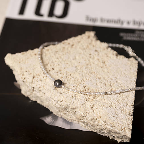 Strieborný náhrdelník s tmavou perlou – Silver Dark