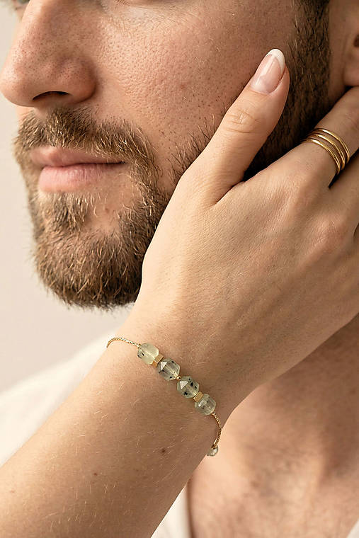 Jemný náramok s prehnitom – nastaviteľná dĺžka  – Line Cube