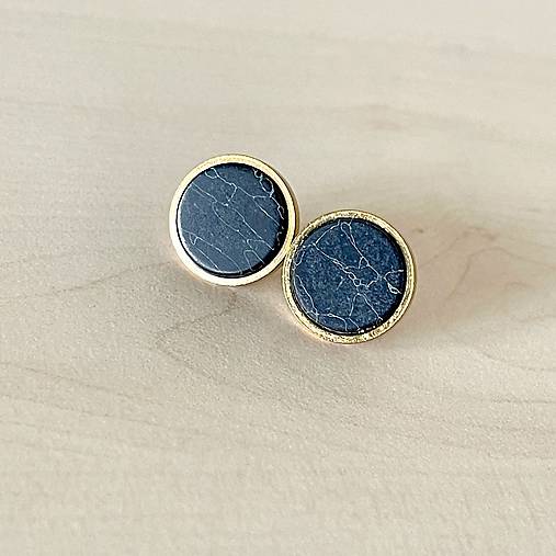 Steel Antracite Howlite Stud Earrings / Náušnice syntetický howlit, oceľ E015