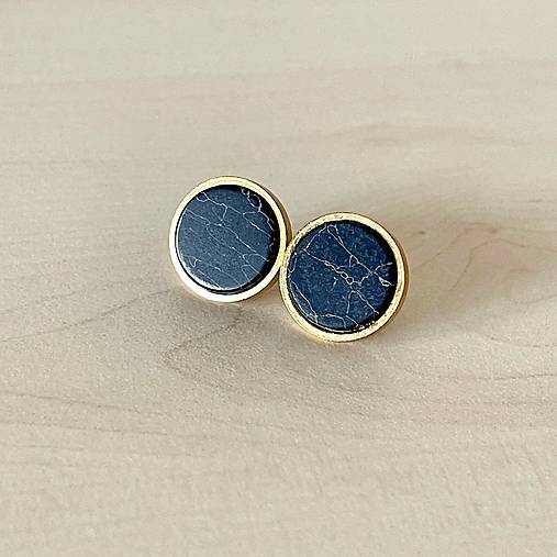 Steel Antracite Howlite Stud Earrings / Náušnice syntetický howlit, oceľ E015