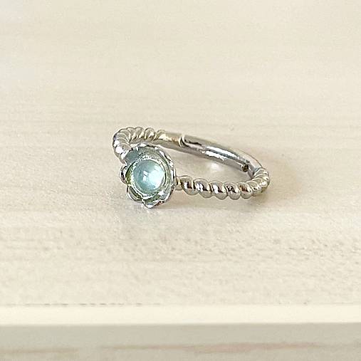 ZĽAVA 50% Flower Aquamarine Ring / Prsteň s akvamarínom E016